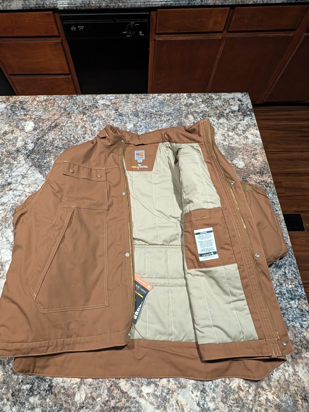 Carhartt Men's Brown Work Vest with Cream Interior